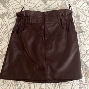 Leather burgundy mini skirt
